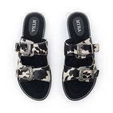 Load image into Gallery viewer, Myra Midnight Grove Hairon Leather Sandals in Ranch Ivory