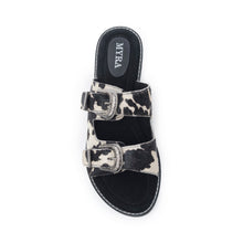 Load image into Gallery viewer, Myra Midnight Grove Hairon Leather Sandals in Ranch Ivory