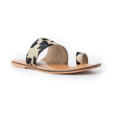 Load image into Gallery viewer, Myra Cattle Trail Hairon Leather Sandals in Ivory Cowhide
