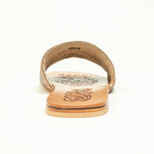 Load image into Gallery viewer, Myra Cactus Lace Handtooled Leather Sandals in Charred Brown