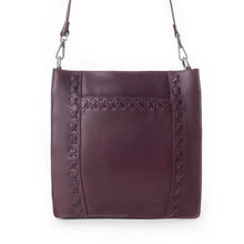 Load image into Gallery viewer, Myra Zidana Mirelle Woven Veg Tanned Leather Sling Bag in Mulberry Shine