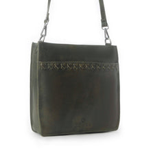 Load image into Gallery viewer, Myra Zidana Mirelle Woven Veg Tanned Leather Sling Bag in Oliva Nero