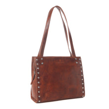 Load image into Gallery viewer, Myra Zidana Aria Amethyst Veg Tanned Leather Tote Bag in Vintage Red