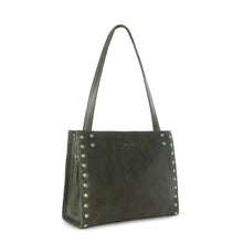 Load image into Gallery viewer, Myra Zidana Aria Amethyst Veg Tanned Leather Tote Bag in Dark Fern