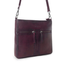 Load image into Gallery viewer, Myra Zidana El Paso Twin Veg Tanned Leather Crossbody Bag in Maroon Mesa