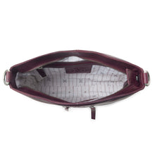 Load image into Gallery viewer, Myra Zidana El Paso Twin Veg Tanned Leather Crossbody Bag in Maroon Mesa