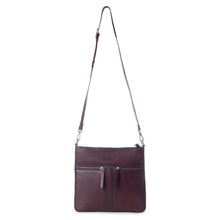 Load image into Gallery viewer, Myra Zidana El Paso Twin Veg Tanned Leather Crossbody Bag in Maroon Mesa