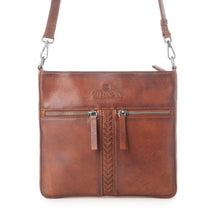 Load image into Gallery viewer, Myra Zidana El Paso Twin Veg Tanned Leather Crossbody Bag in Wildwood Red