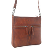 Load image into Gallery viewer, Myra Zidana El Paso Twin Veg Tanned Leather Crossbody Bag in Wildwood Red