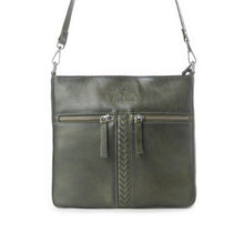 Load image into Gallery viewer, Myra Zidana El Paso Twin Veg Tanned Leather Crossbody Bag in Olive Grove