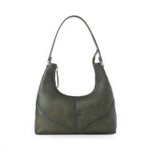 Load image into Gallery viewer, Myra Zidana Winchester Loop Veg Tanned Leather Shoulder Bag in Midnight Olive