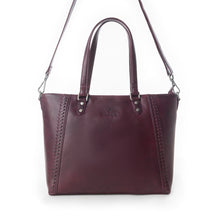 Load image into Gallery viewer, Myra Zidana Arista Bloom Veg Tanned Leather Handbag in Noire Berry