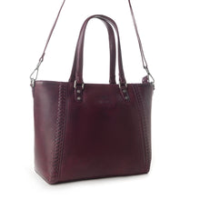 Load image into Gallery viewer, Myra Zidana Arista Bloom Veg Tanned Leather Handbag in Noire Berry
