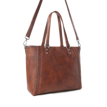 Load image into Gallery viewer, Myra Zidana Arista Bloom Veg Tanned Leather Handbag in Amberwood
