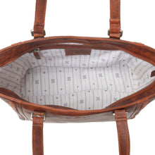 Load image into Gallery viewer, Myra Zidana Arista Bloom Veg Tanned Leather Handbag in Amberwood