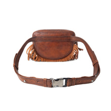Load image into Gallery viewer, Myra Zidana Stormy Trails Fringed Veg Tanned Leather Bag in Vintage Ember