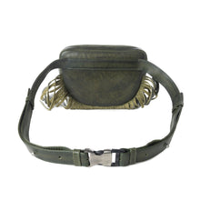 Load image into Gallery viewer, Myra Zidana Stormy Trails Fringed Veg Tanned Leather Bag in Dusty Pine