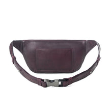 Load image into Gallery viewer, Myra Zidana Amarillo Handstitched Veg Tanned Leather Fanny Pack in Wildrose Plum