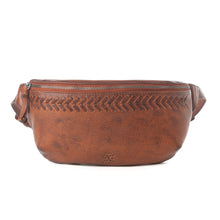 Load image into Gallery viewer, Myra Zidana Amarillo Handstitched Veg Tanned Leather Fanny Pack in Crimson Storm
