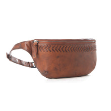 Load image into Gallery viewer, Myra Zidana Amarillo Handstitched Veg Tanned Leather Fanny Pack in Crimson Storm