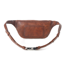 Load image into Gallery viewer, Myra Zidana Amarillo Handstitched Veg Tanned Leather Fanny Pack in Crimson Storm