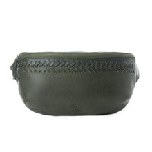 Load image into Gallery viewer, Myra Zidana Amarillo Handstitched Veg Tanned Leather Fanny Pack in Saddle Moss