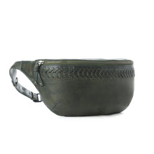 Load image into Gallery viewer, Myra Zidana Amarillo Handstitched Veg Tanned Leather Fanny Pack in Saddle Moss