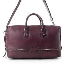 Load image into Gallery viewer, Myra Zidana Sundown Plains Veg Tanned Leather Traveller Bag in Dusty Berry