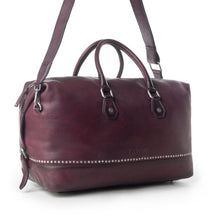Load image into Gallery viewer, Myra Zidana Sundown Plains Veg Tanned Leather Traveller Bag in Dusty Berry