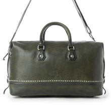 Load image into Gallery viewer, Myra Zidana Sundown Plains Veg Tanned Leather Traveller Bag in Sage Green
