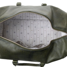 Load image into Gallery viewer, Myra Zidana Sundown Plains Veg Tanned Leather Traveller Bag in Sage Green