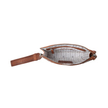 Load image into Gallery viewer, Myra Zidana Bandera Ridge Veg Tanned Leather Wristlet in Vintage Bourbon