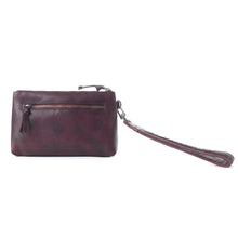 Load image into Gallery viewer, Myra Zidana Ethel Mini Veg Tanned Leather Wristlet in Rosa Maroon