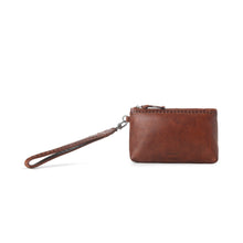 Load image into Gallery viewer, Myra Zidana Ethel Mini Veg Tanned Leather Wristlet in Redwood