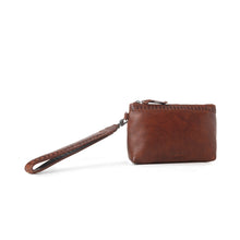 Load image into Gallery viewer, Myra Zidana Ethel Mini Veg Tanned Leather Wristlet in Redwood