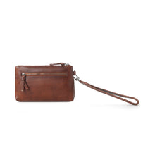 Load image into Gallery viewer, Myra Zidana Ethel Mini Veg Tanned Leather Wristlet in Redwood