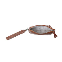 Load image into Gallery viewer, Myra Zidana Ethel Mini Veg Tanned Leather Wristlet in Redwood