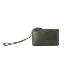 Load image into Gallery viewer, Myra Zidana Ethel Mini Veg Tanned Leather Wristlet in Ashen Sage