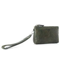 Load image into Gallery viewer, Myra Zidana Ethel Mini Veg Tanned Leather Wristlet in Ashen Sage
