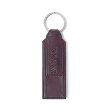 Load image into Gallery viewer, Myra Zidana Highland Studded Veg Tanned Leather Keyfob in Maroon Smoke