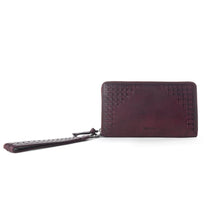 Load image into Gallery viewer, Myra Zidana Elko Braided Veg Tanned Leather Wallet in Merlot Smoke