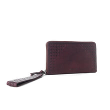 Load image into Gallery viewer, Myra Zidana Elko Braided Veg Tanned Leather Wallet in Merlot Smoke