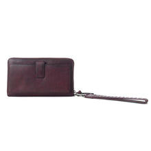 Load image into Gallery viewer, Myra Zidana Elko Braided Veg Tanned Leather Wallet in Merlot Smoke