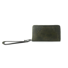 Load image into Gallery viewer, Myra Zidana Elko Braided Veg Tanned Leather Wallet in Obsidian Green