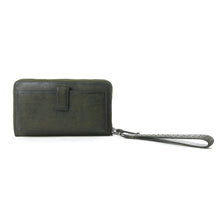 Load image into Gallery viewer, Myra Zidana Elko Braided Veg Tanned Leather Wallet in Obsidian Green