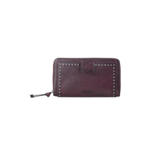 Load image into Gallery viewer, Myra Zidana Astra Studded Veg Tanned Leather Wallet in Mulberry Dusk