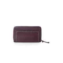 Load image into Gallery viewer, Myra Zidana Astra Studded Veg Tanned Leather Wallet in Mulberry Dusk