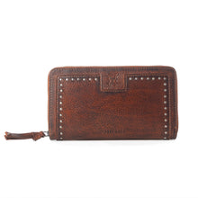 Load image into Gallery viewer, Myra Zidana Astra Studded Veg Tanned Leather Wallet in Ember Red