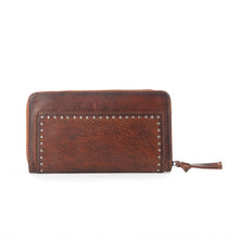 Load image into Gallery viewer, Myra Zidana Astra Studded Veg Tanned Leather Wallet in Ember Red