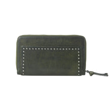 Load image into Gallery viewer, Myra Zidana Astra Studded Veg Tanned Leather Wallet in Velvet Moss